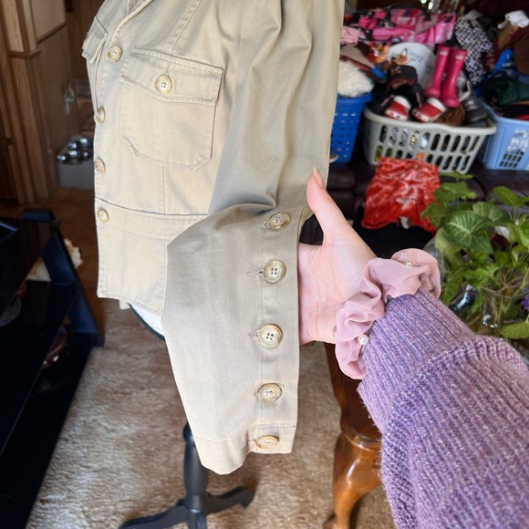 Vintage Early Y2K JUICY COUTURE 100% Cotton tan Jacket w/ buttons down sleeve. - Picture 11 of 16
